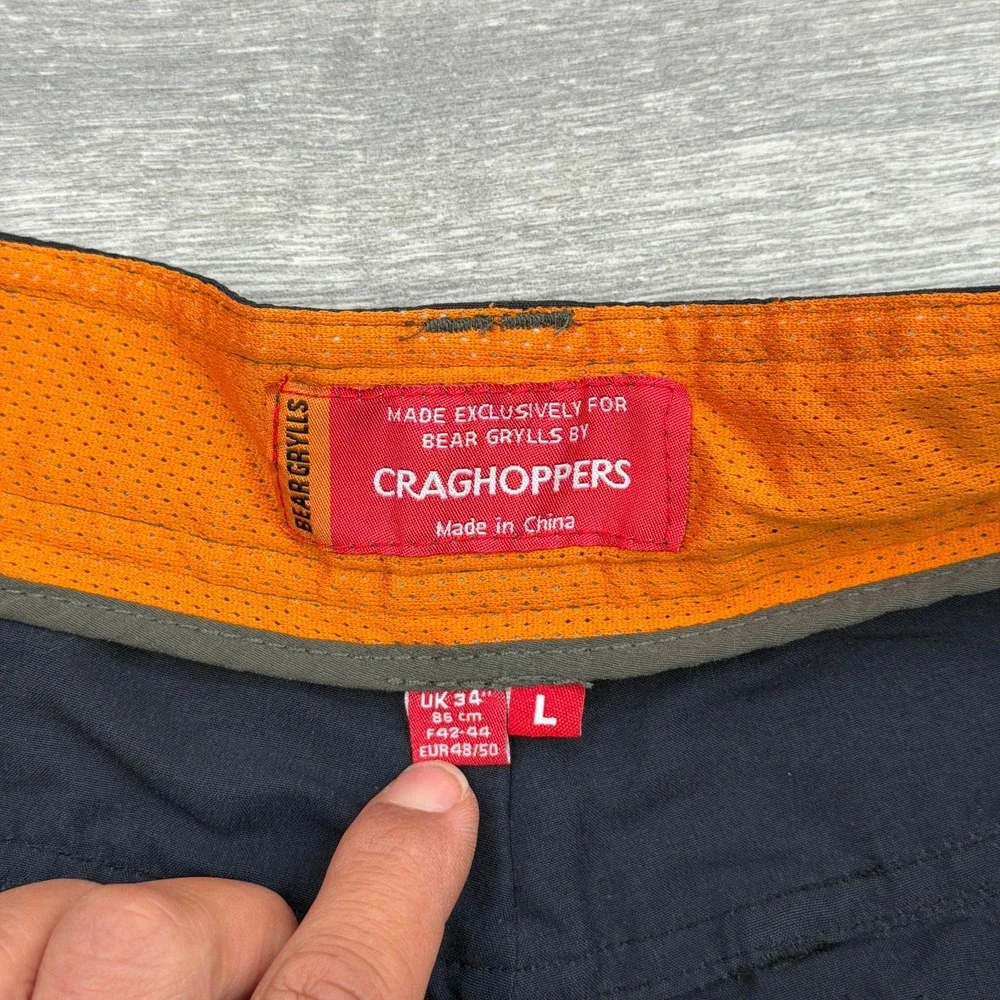 Bear Grylls Craghoppers Cargo Pants Mens Large Gray Black Hiking Utility Outdoor